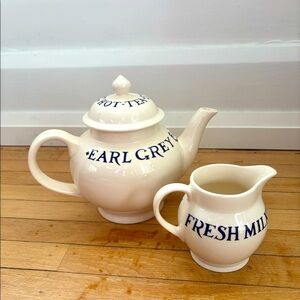 Vintage Emma Bridgewater “Black Toast & Marmalade” Ceramic Teapot & Milk Jug